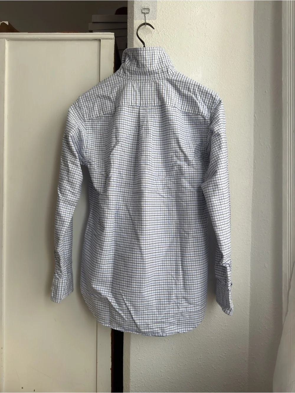 Ralph Lauren White and Blue Checked Button-Down Dress Shirt
